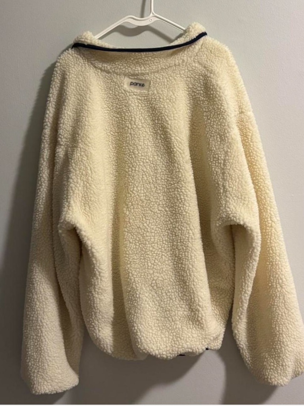 Parke Pullover Fleece Cream Sherpa Jacket Size L/Xl Pretty Warm Cozy Sweater View 4